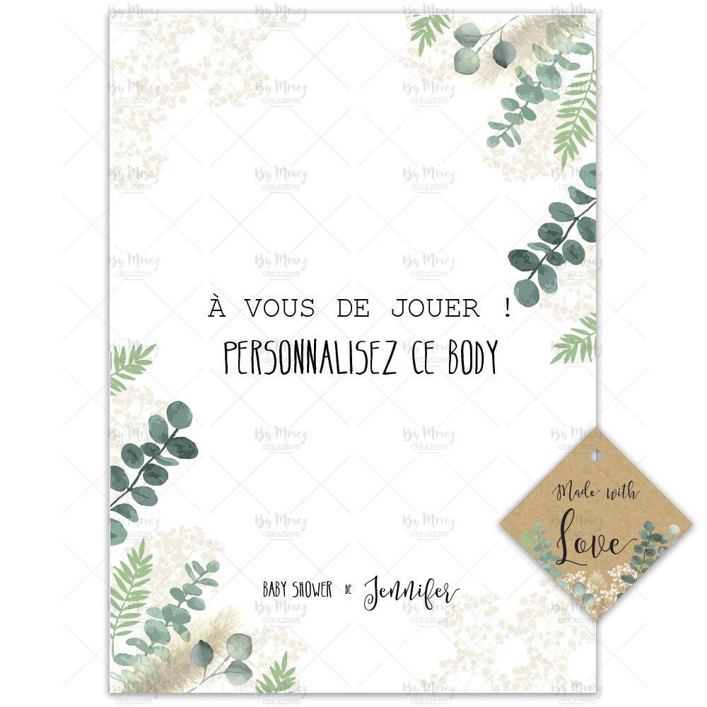 Jeux Pronostic Baby Shower personnalisée - Thème Eucalyptus - Mmez Creazioni