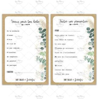 MMEZ CREAZIONI - AFFICHE BABY SHOWER PERSONNALISE EUCALYPTUS - JEU VOEUX