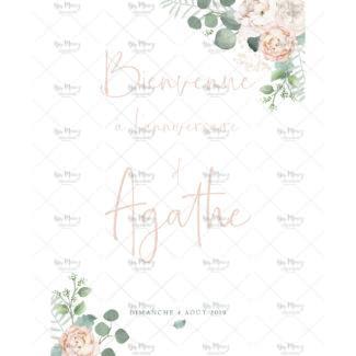 MMEZ CREAZIONI - AFFICHE BIENVENUE ANNIVERSAIRE PERSONNALISE FLEURIE BOHEME