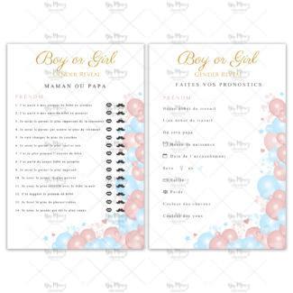 MMEZ CREAZIONI - AFFICHE GENDER REVEAL PERSONNALISE BOY OR GIRL - JEUX