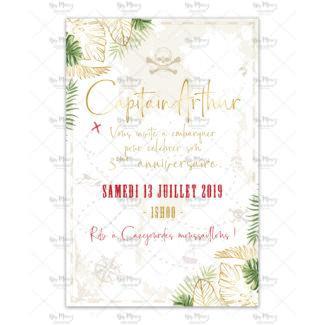 MMEZ CREAZIONI - INVITATION ANNIVERSAIRE PERSONNALISEE - PIRATE & OR