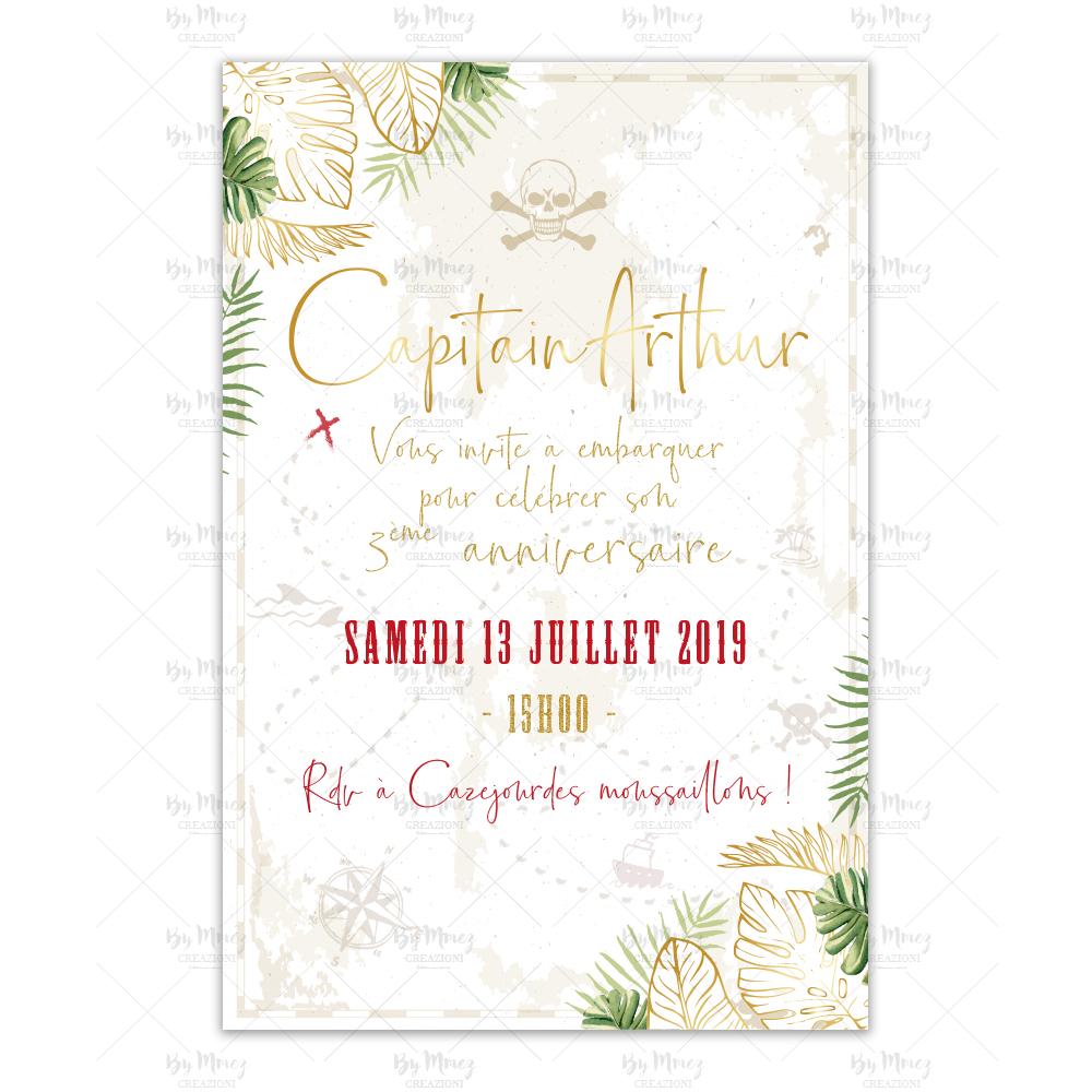 Invitation Anniversaire Theme Pirate Or Mmez Creazioni