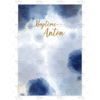 MMEZ CREAZIONI - AFFICHE BAPTEME BIENVENUE AQUARELLE BLEU MARINE & BLEU