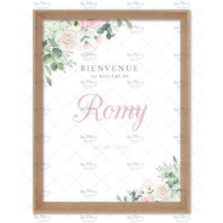 MMEZ CREAZIONI - AFFICHE BAPTEME BIENVENUE PERSONNALISE BOUQUET FLEURIE - 1