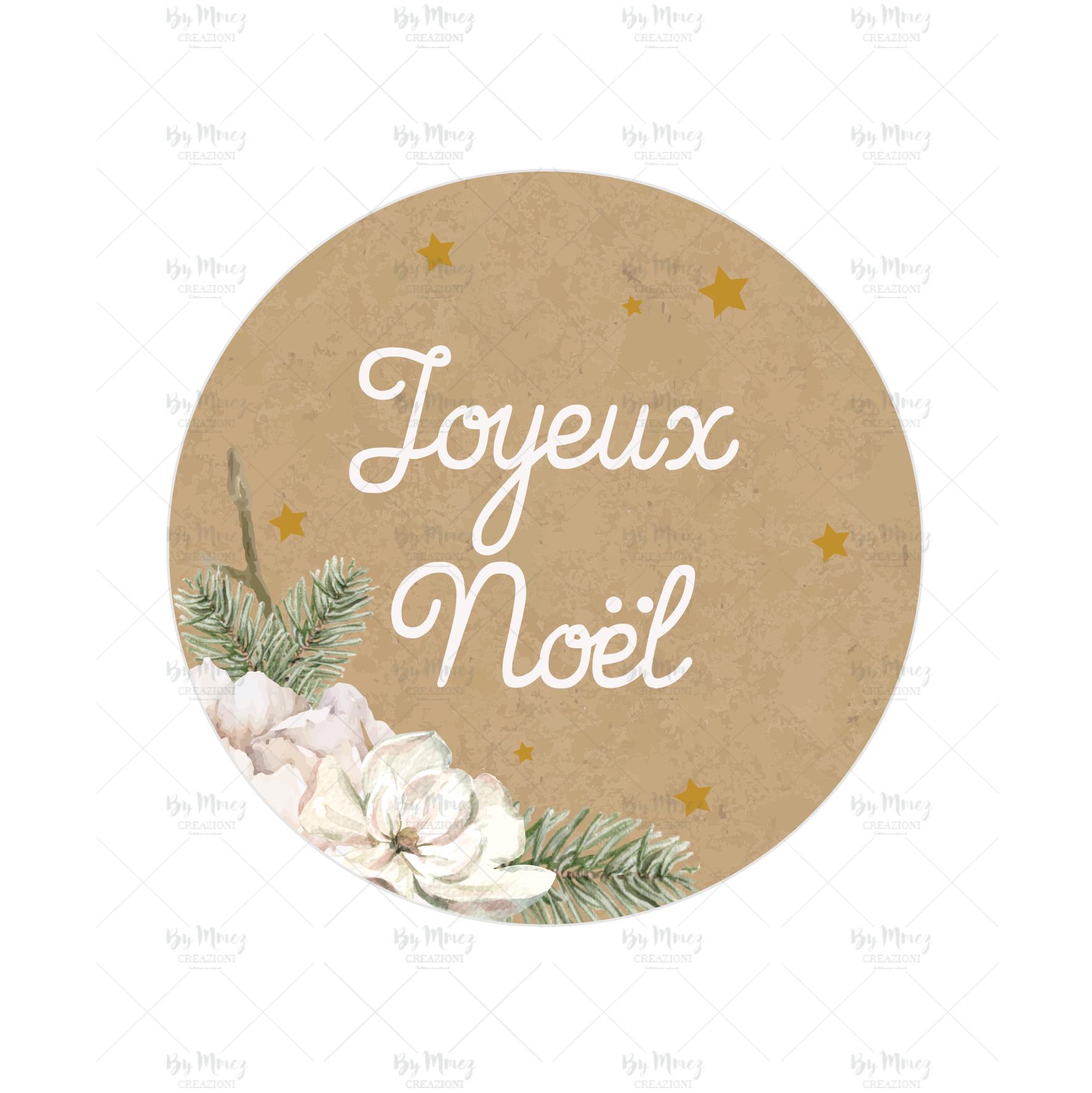 Étiquette autocollante / Stickers - Thème Noël Fleuries et Etoiles