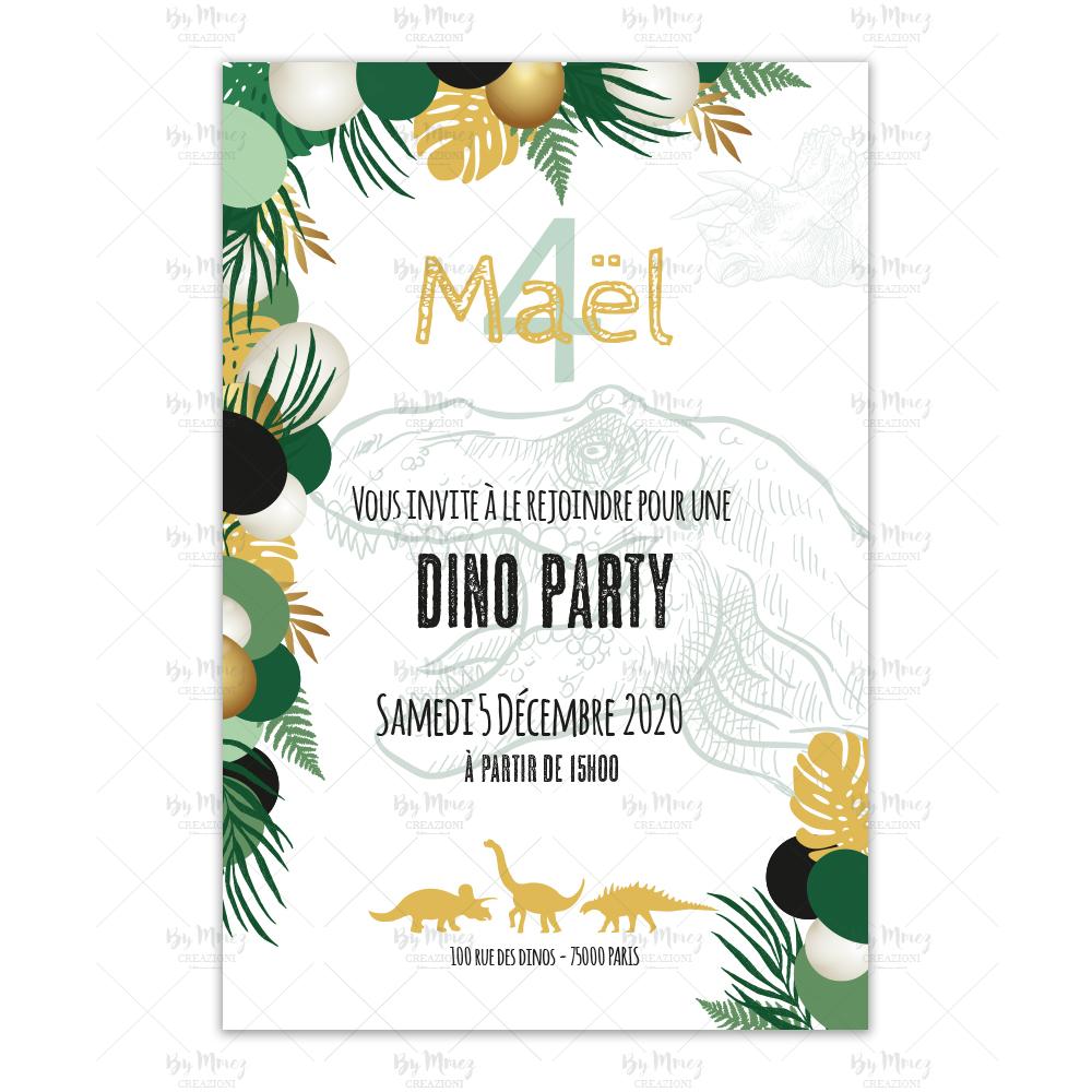 Invitation Anniversaire - Thème Dinosaure Tropical - Mmez Creazioni