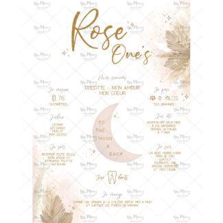 MMEZ CREAZIONI - AFFICHE ANNIVERSAIRE PERSONNALISE MOON & BOHO