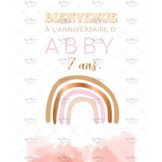 MMEZ CREAZIONI - AFFICHE BIENVENUE ANNIVERSAIRE PERSONNALISE ARC EN CIEL & CUIVRE