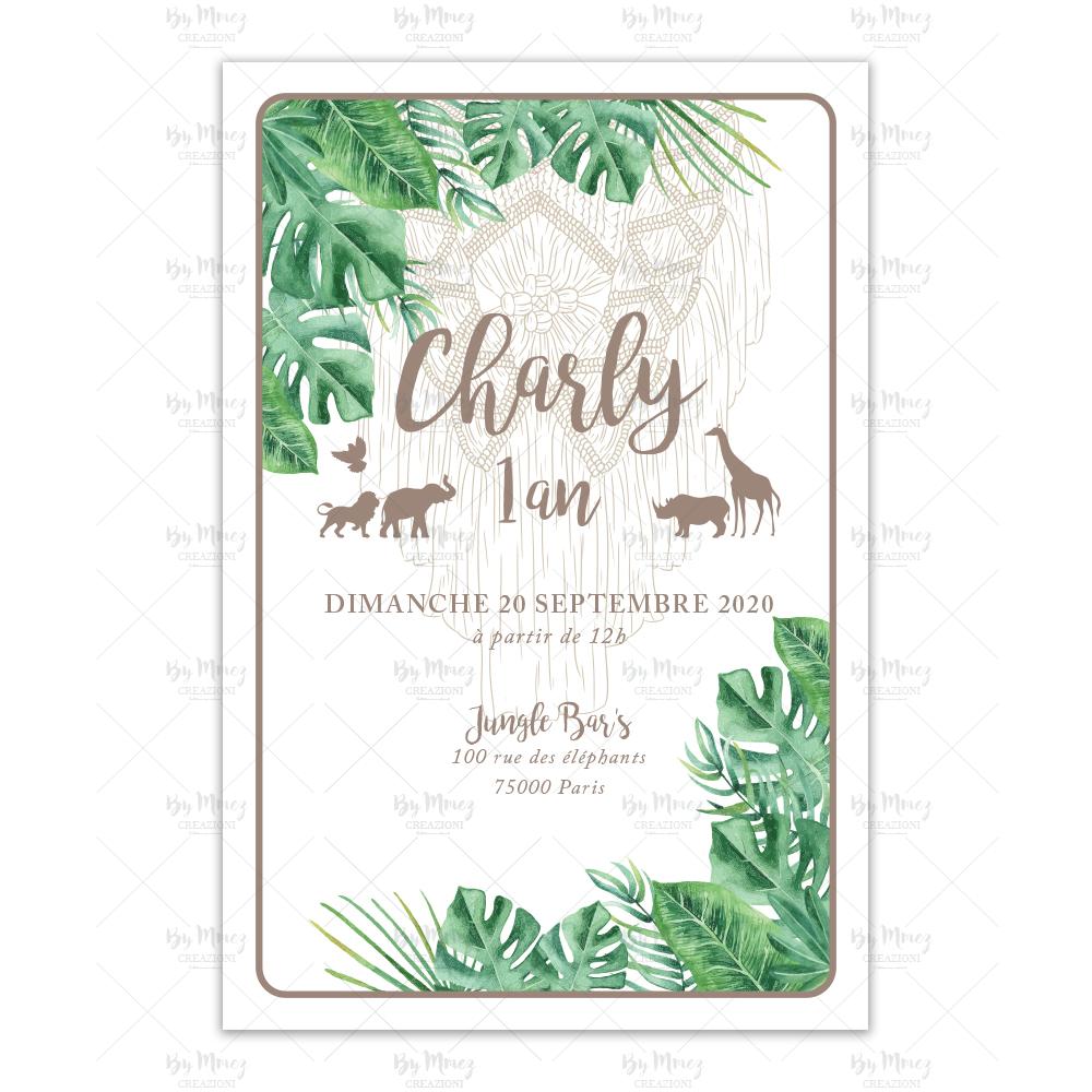 Invitation Anniversaire - Thème Jungle tropical chic - Mmez Creazioni