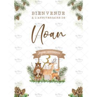 MMEZ CREAZIONI - AFFICHE BIENVENUE ANNIVERSAIRE PERSONNALISE WOODLAND & SAPIN