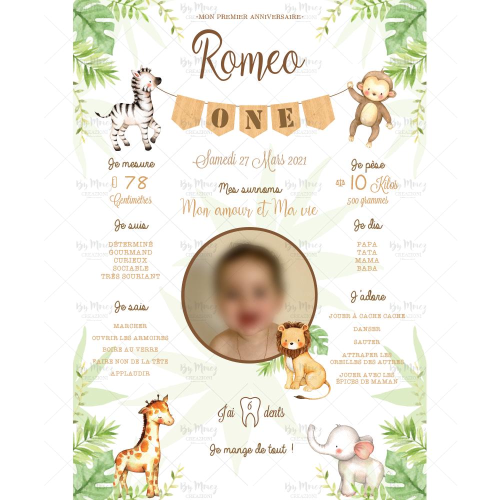 Set 3 affiches Personnalisées Décoration Chambre Bébé Animaux de la Savane