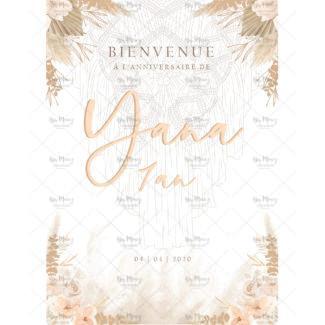 MMEZ CREAZIONI - AFFICHE BIENVENUE ANNIVERSAIRE PERSONNALISE PAMPAS & MACRAME