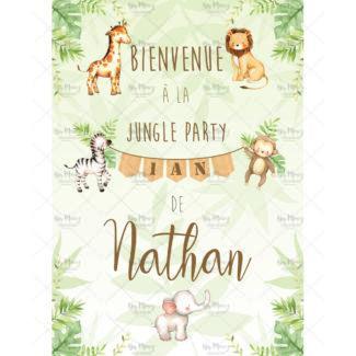 MMEZ CREAZIONI - AFFICHE BIENVENUE ANNIVERSAIRE PERSONNALISE LES ANIMAUX DE LA JUNGLE