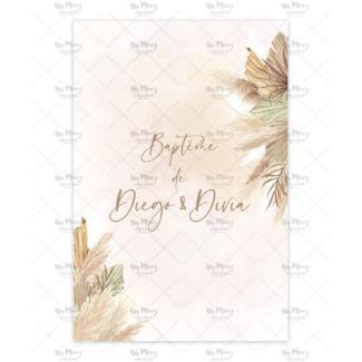 MMEZ CREAZIONI - FAIRE PART - INVITATION BAPTEME PERSONNALISE BOHO & PAMPAS