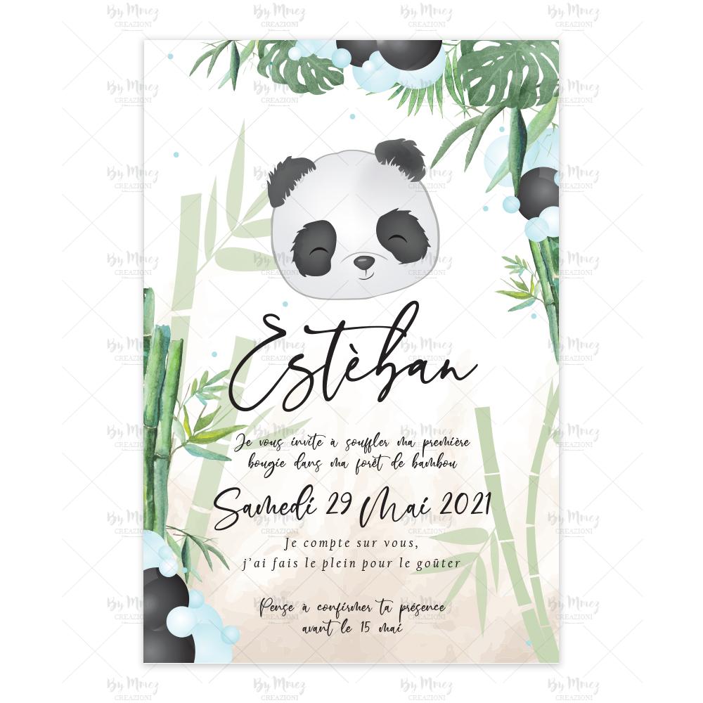 CARTES INVITATION ANNIVERSAIRE PANDA 11X17CM