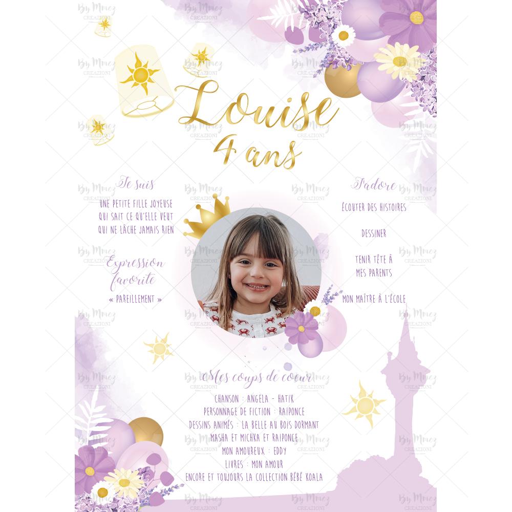 Invitation d'anniversaire Princesse personnalisée - Violet