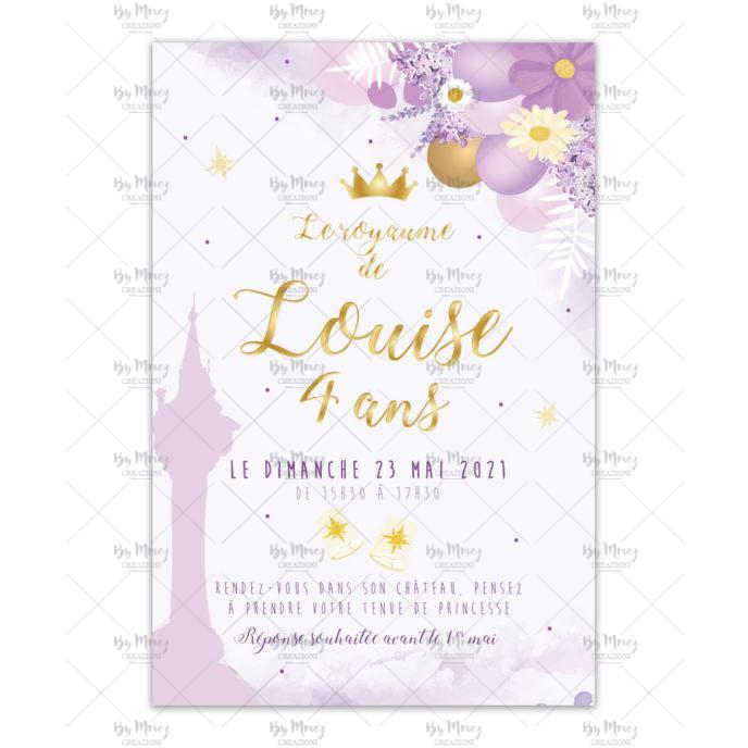 8 cartes d'invitation thème princesse - anniversaire filles