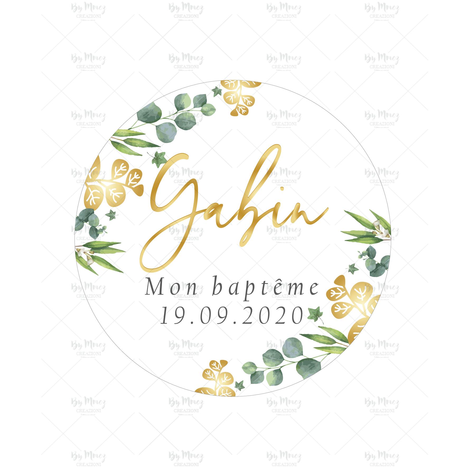 Stickers pour enveloppes mariage Couronne d'eucalyptus - Personnalisable