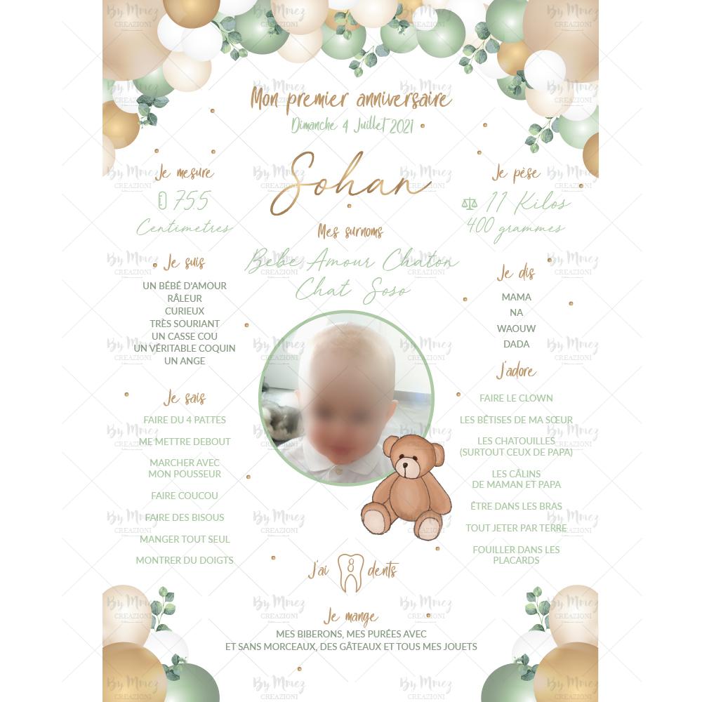 Jeux Pronostic Baby Shower personnalisée - Thème Eucalyptus - Mmez Creazioni