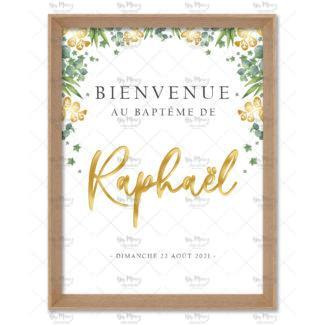 MMEZ CREAZIONI - AFFICHE BAPTEME BIENVENUE PERSONNALISE EUCALYPTUS LIERRE & OR - 1