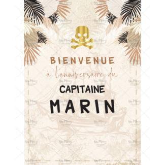 MMEZ CREAZIONI - AFFICHE BIENVENUE ANNIVERSAIRE PERSONNALISE PIRATE & BOHO