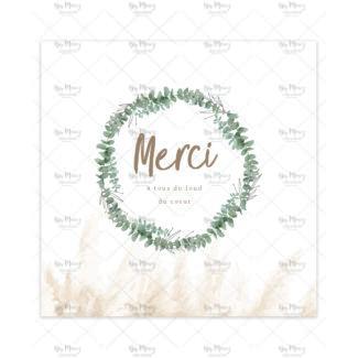 MMEZ CREAZIONI - REMERCIEMENT - INVITATION BAPTEME PERSONNALISE PAMPAS & EUCALYPTUS - 1