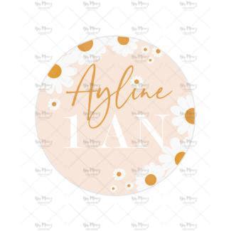 MMEZ CREAZIONI - STICKER MACARON ETIQUETTE AUTOCOLLANTE ANNIVERSAIRE PERSONNALISE PAQUERETTE & BLUSH