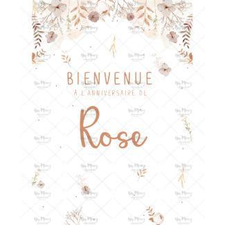 MMEZ CREAZIONI - AFFICHE BIENVENUE ANNIVERSAIRE PERSONNALISE FLEURS SECHEES & TERRACOTTA