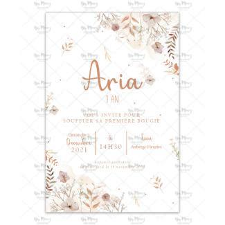 MMEZ CREAZIONI - INVITATION ANNIVERSAIRE PERSONNALISEE FLEURS SECHEES & TERRACOTTA