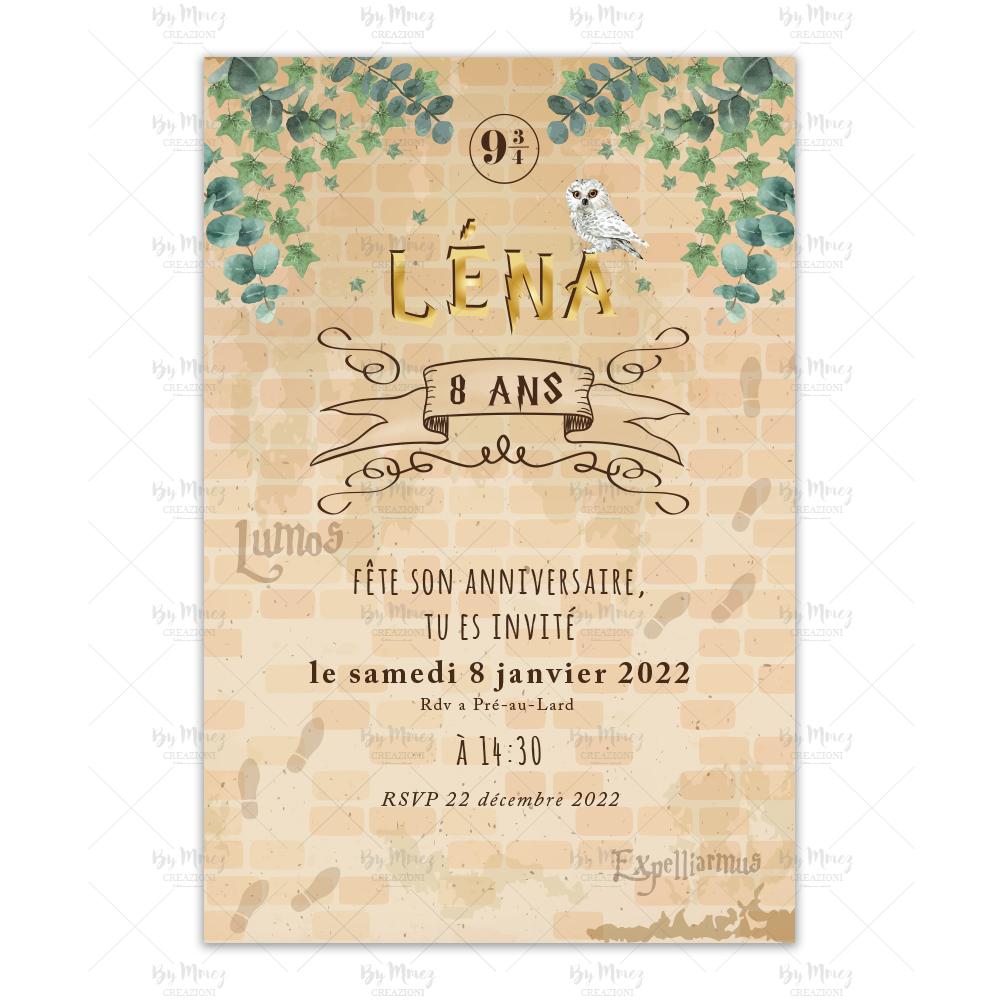 Invitation Anniversaire - Thème Sorcier Parchemin & Eucalyptus - Mmez  Creazioni