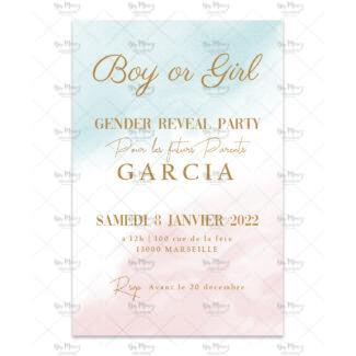 MMEZ CREAZIONI - AFFICHE BABY SHOWER PERSONNALISE AQUARELLE ROSE & BLEU - INVITATION