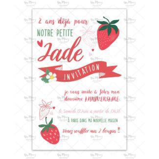 MMEZ CREAZIONI - INVITATION ANNIVERSAIRE PERSONNALISEE - FRAISE