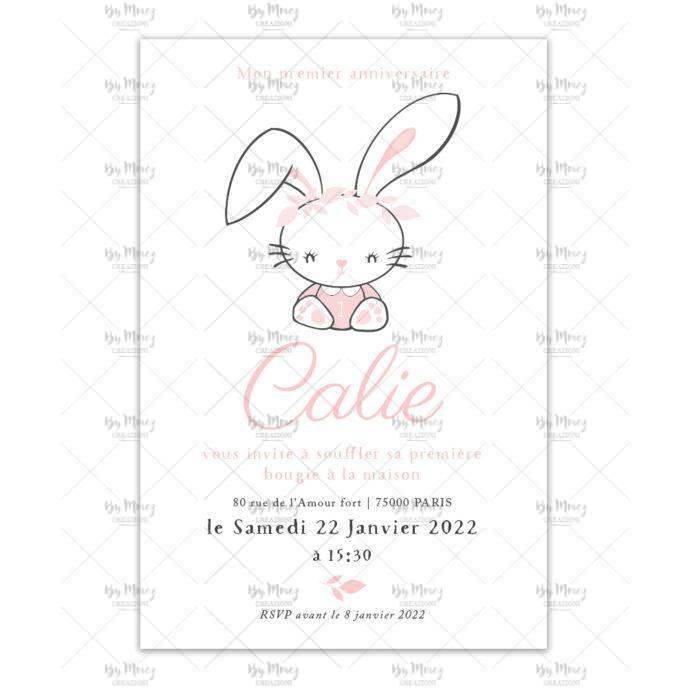 Carte d'invitation anniversaire d'enfant - Lapin joyeux