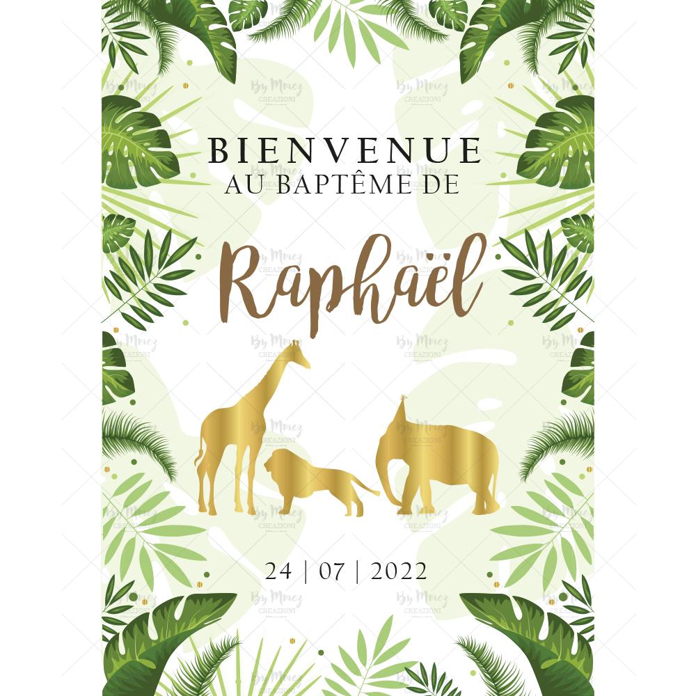 Affiche - Baptême / Anniversaire Flower Jungle