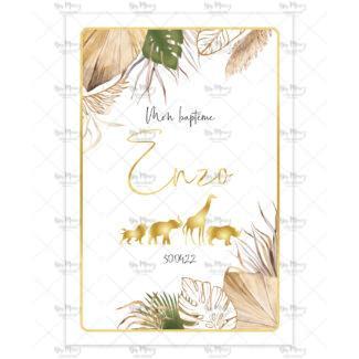 MMEZ CREAZIONI - FAIRE PART - INVITATION BAPTEME PERSONNALISE SAVANE TROPICAL CHIC