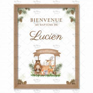 MMEZ CREAZIONI - AFFICHE BAPTEME BIENVENUE PERSONNALISE WOODLAND & SAPIN - 1