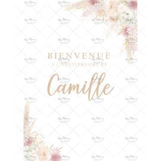 MMEZ CREAZIONI - AFFICHE BIENVENUE ANNIVERSAIRE PERSONNALISE FLEURS SECHEES & ROSE -1