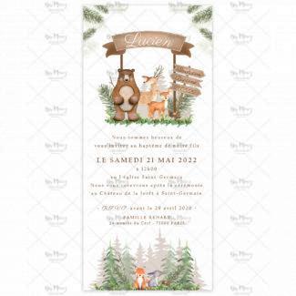 MMEZ CREAZIONI - FAIRE PART - INVITATION BAPTEME PERSONNALISE WOODLAND & SAPIN - 1