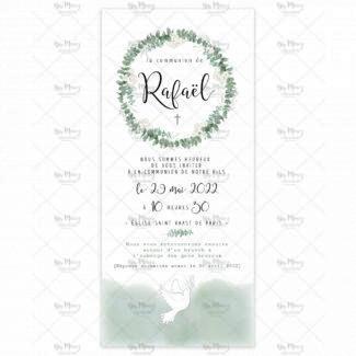 MMEZ CREAZIONI - INVITATION COMMUNION THEME EUCALYPTUS AQUARELLE