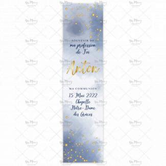 MMEZ CREAZIONI - SIGNET MARQUE PAGE THEME AQUARELLE BLEU MARINE & OR