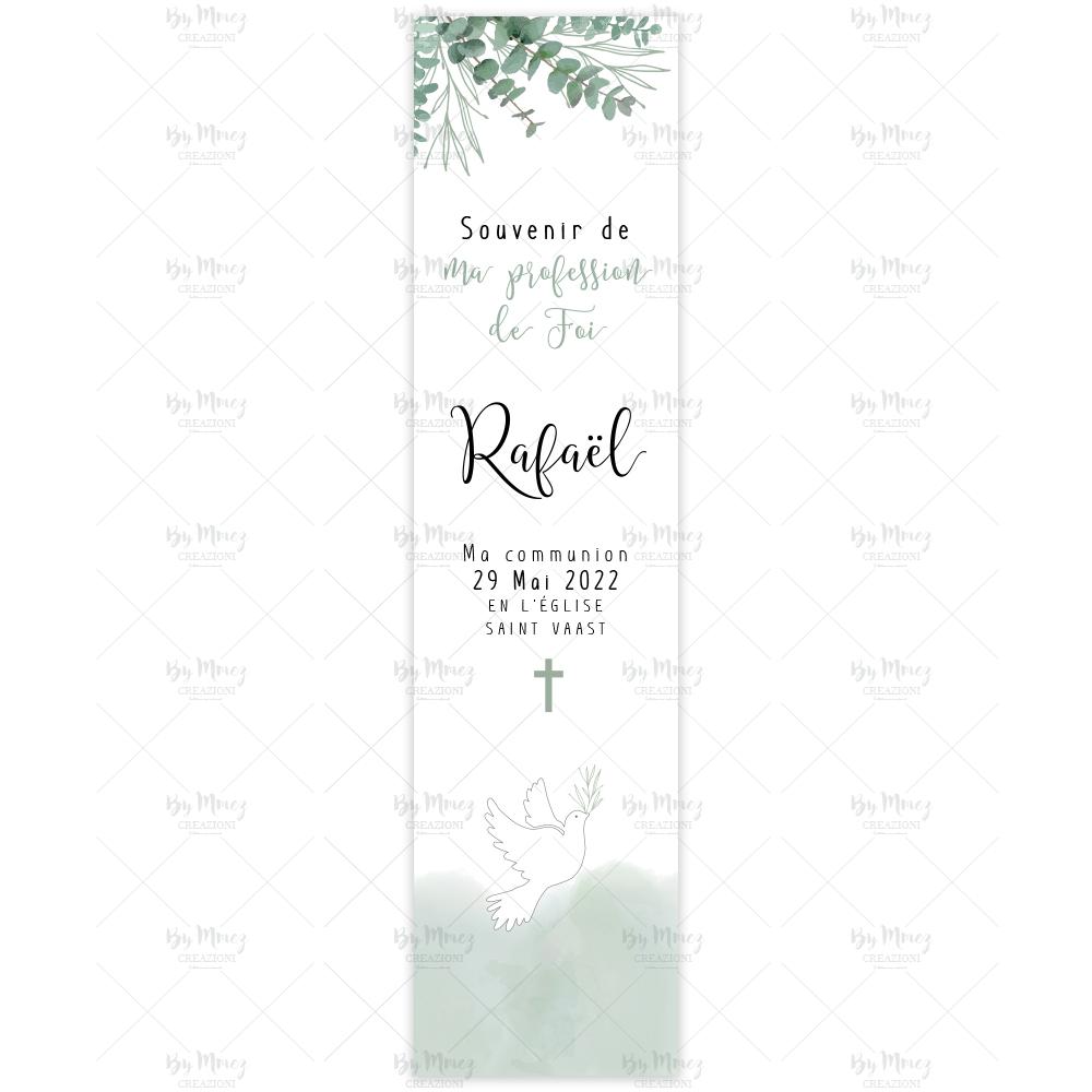 Marque page / Signet Communion - Thème Eucalyptus aquarelle - Mmez