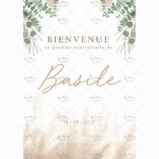 MMEZ CREAZIONI - AFFICHE BIENVENUE ANNIVERSAIRE PERSONNALISE PAMPAS & EUCALYPTUS