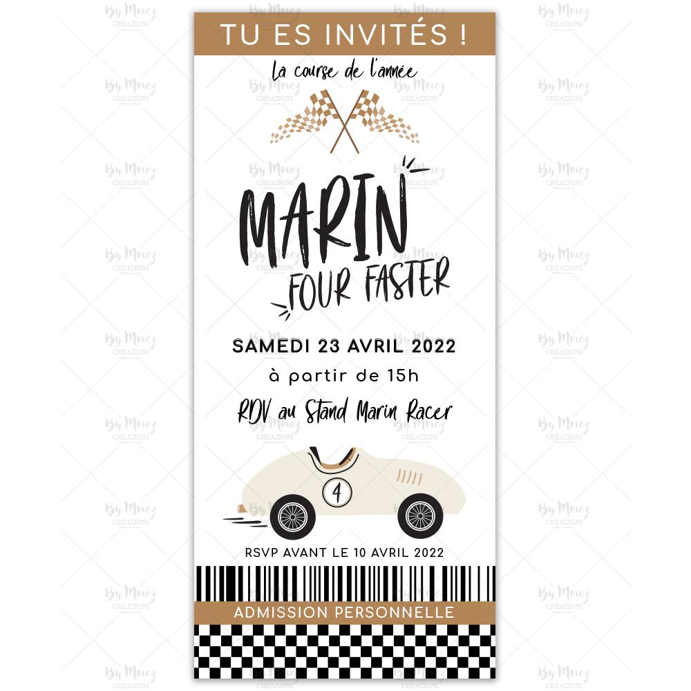 Carte Invitation Anniversaire Enfant Voiture Bleue