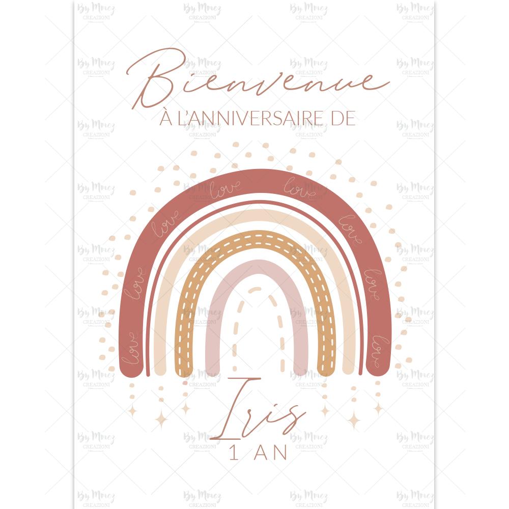 Affiche - Baptême / Anniversaire Arc-en-ciel Pastel Life - Hello Bonheur !