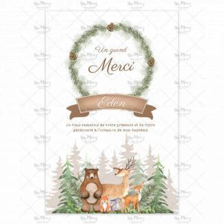 MMEZ CREAZIONI - REMERCIEMENT - INVITATION BAPTEME WOODLAND & SAPIN - 1