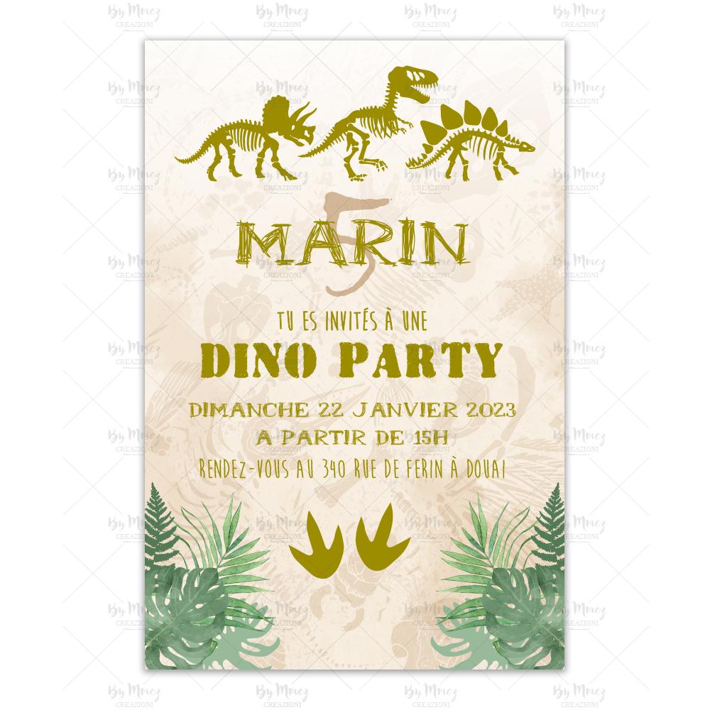 Cartes Invitation Anniversaire Dinosaure - Lot De 8