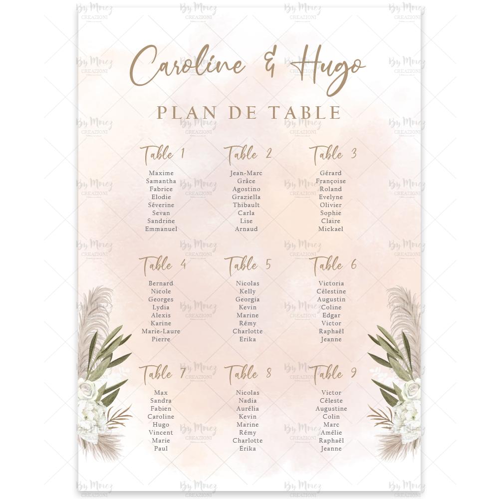 MMEZ CREAZIONI - PLAN DE TABLE MARIAGE - THEME BOHO & IBIZA