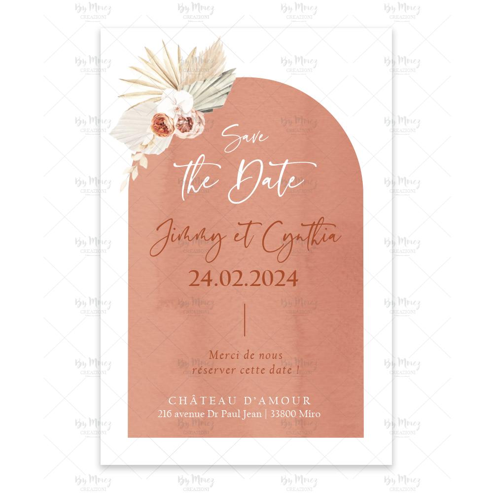 MMEZ CREAZIONI - SAVE THE DATE MARIAGE SUR MESURE PERSONNALISEE - BOHO & TERRACOTTA