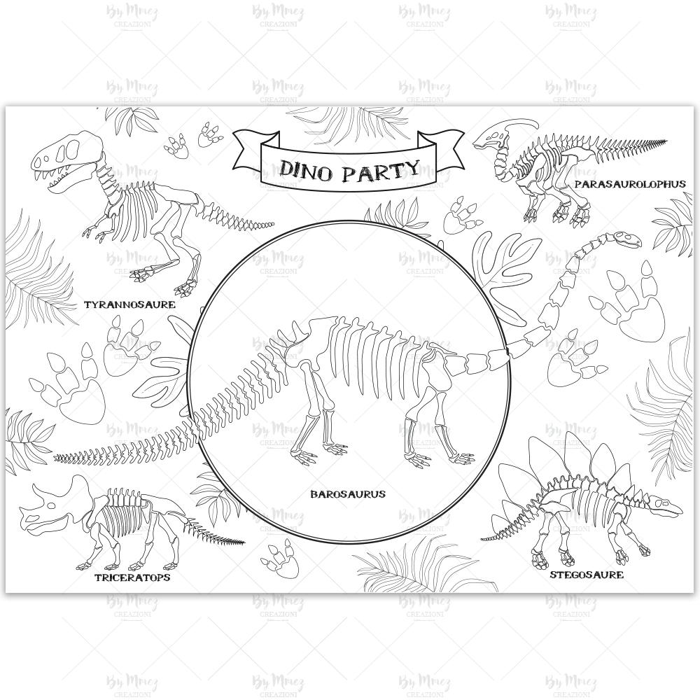 MMEZ CREAZIONI - SET DE COLORIAGE ANNIVERSAIRE PERSONNALISE DINO & FOUILLE ARCHEO