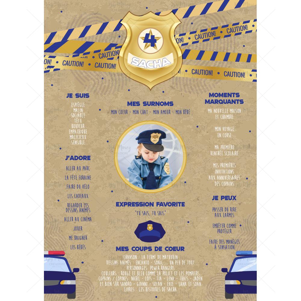 MMEZ CREAZIONI - AFFICHE ANNIVERSAIRE PERSONNALISEE POLICE & KRAFT